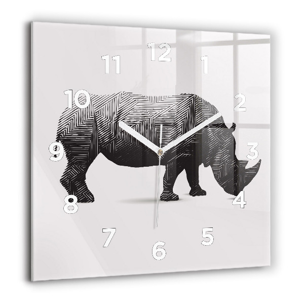 Horloge murale carrée Dessin au trait de rhinocéros