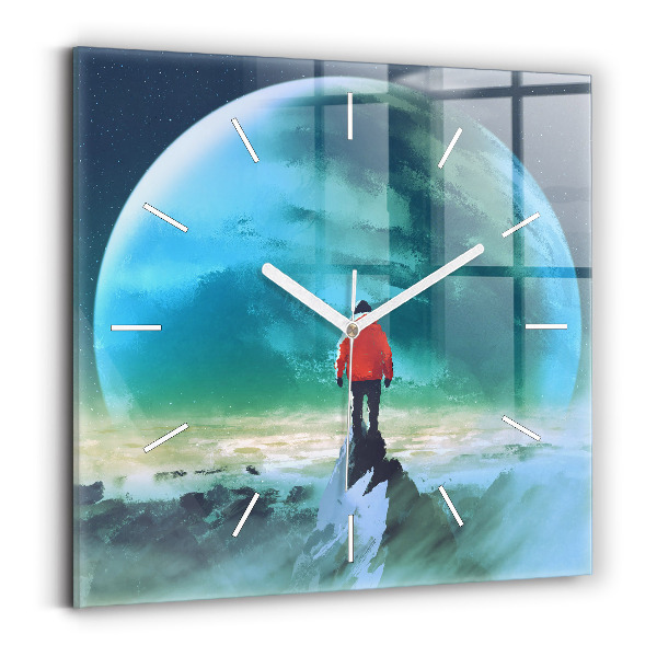 Horloge murale carrée 'L''homme dans la lune'