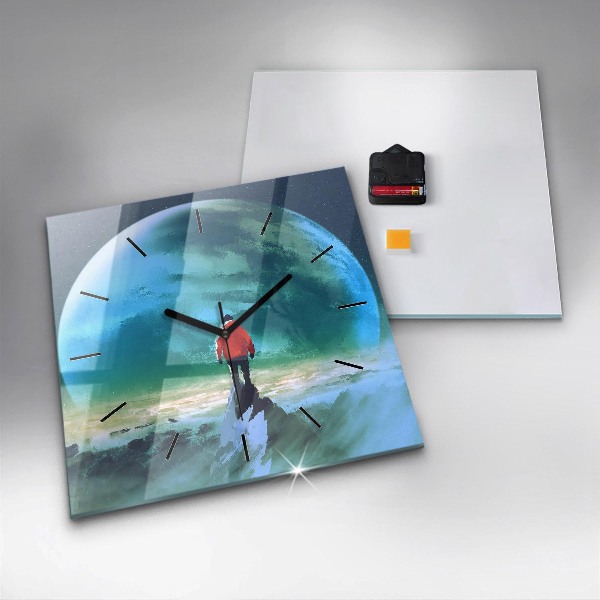 Horloge murale carrée 'L''homme dans la lune'
