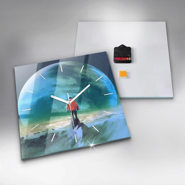 Horloge murale carrée 'L''homme dans la lune'