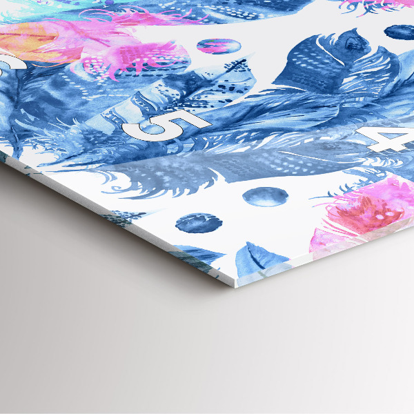 Horloge murale carrée Plumes colorées