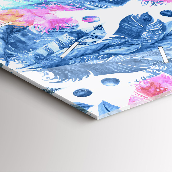 Horloge murale carrée Plumes colorées