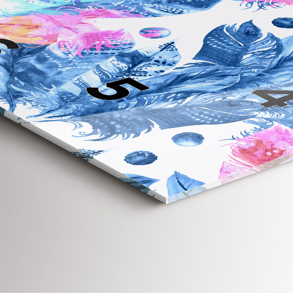 Horloge murale carrée Plumes colorées