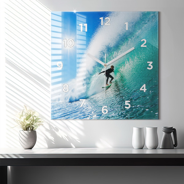 Horloge murale carrée Surf à Hawaï