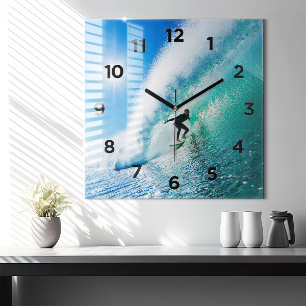 Horloge murale carrée Surf à Hawaï