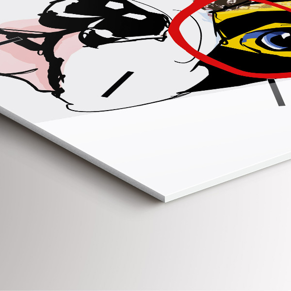 Horloge murale carrée Bouledogue français avec des lunettes