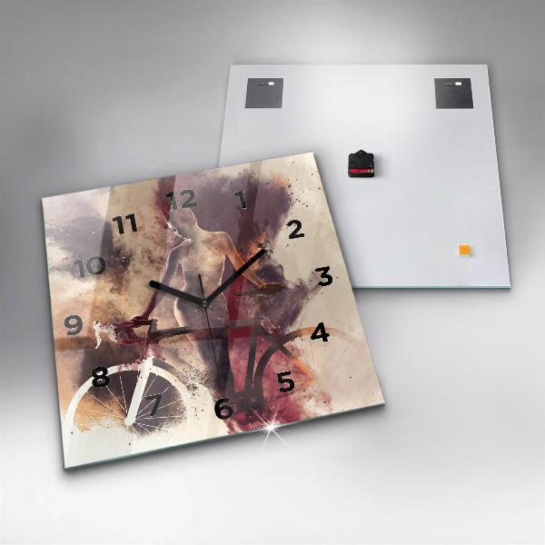 Horloge murale carrée Femme et vélo