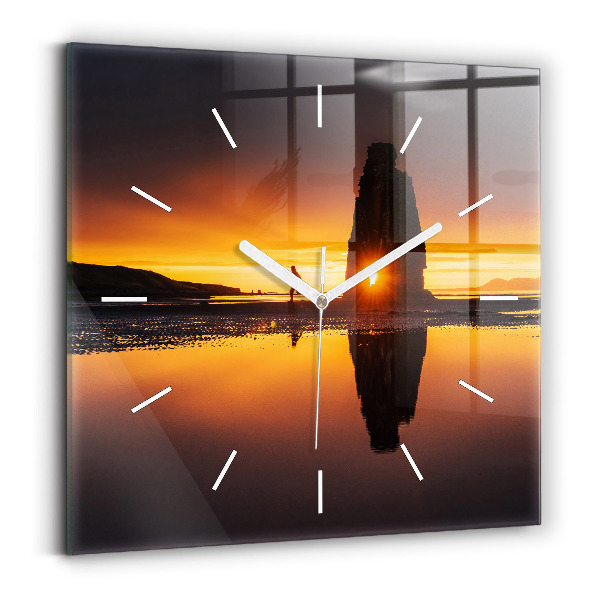 Horloge murale carrée Coureur et coucher de soleil