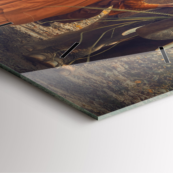 Horloge murale carrée Moine conduisant des éléphants