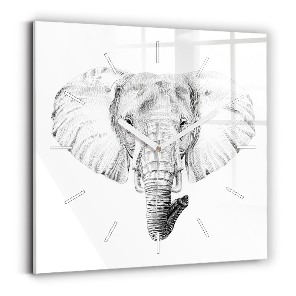 Horloge murale carrée 'Tête d''éléphant graphique'