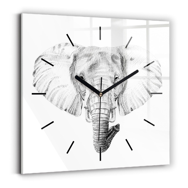 Horloge murale carrée 'Tête d''éléphant graphique'