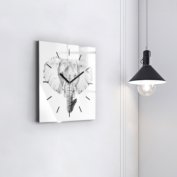 Horloge murale carrée 'Tête d''éléphant graphique'