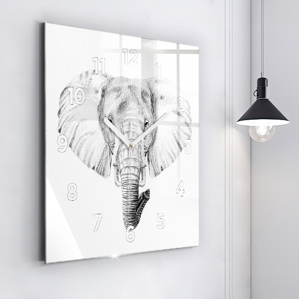 Horloge murale carrée 'Tête d''éléphant graphique'