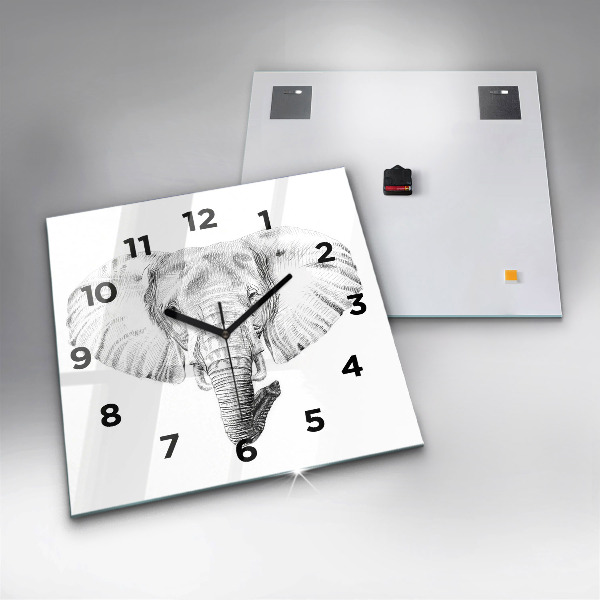 Horloge murale carrée 'Tête d''éléphant graphique'