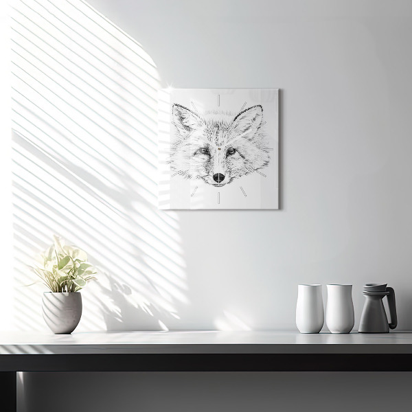 Horloge murale carrée Tête de renard graphique