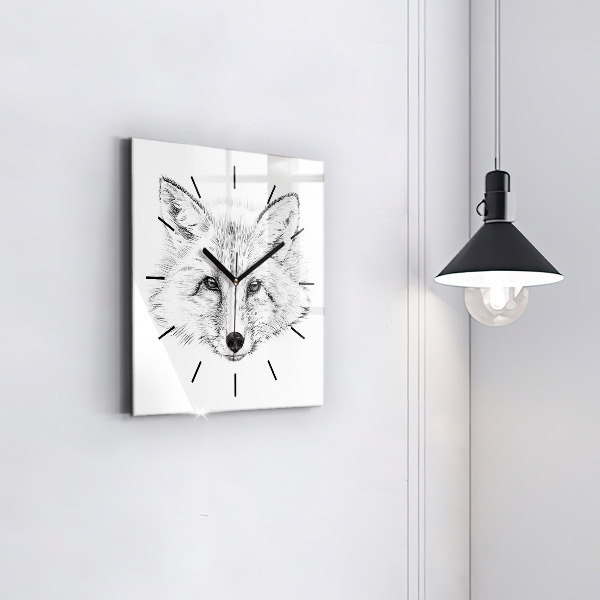 Horloge murale carrée Tête de renard graphique
