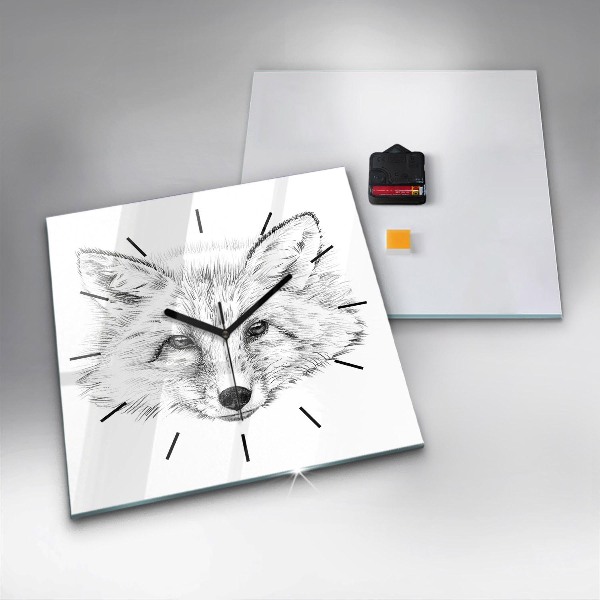 Horloge murale carrée Tête de renard graphique