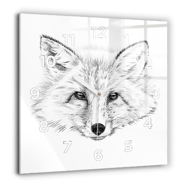 Horloge murale carrée Tête de renard graphique