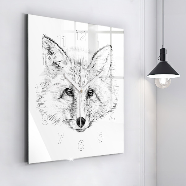 Horloge murale carrée Tête de renard graphique