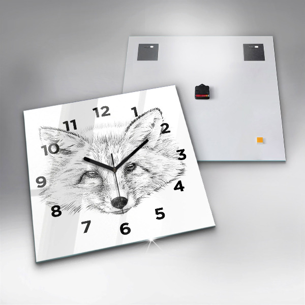 Horloge murale carrée Tête de renard graphique