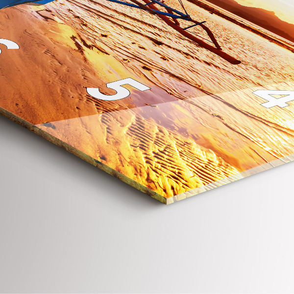 Horloge murale carrée Bateau et coucher de soleil