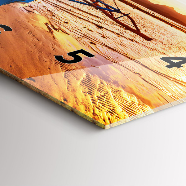 Horloge murale carrée Bateau et coucher de soleil