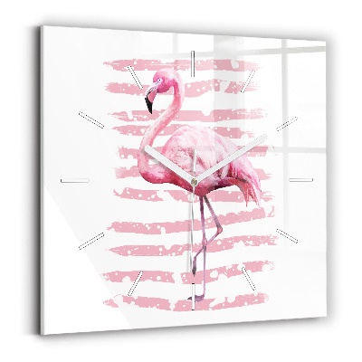 Horloge murale carrée Graphique Flamingo