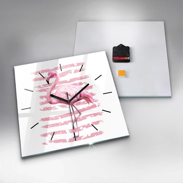 Horloge murale carrée Graphique Flamingo