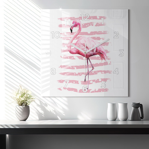 Horloge murale carrée Graphique Flamingo