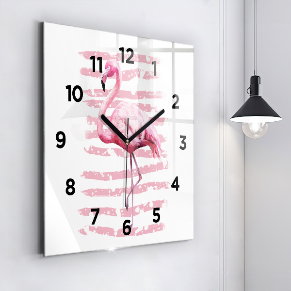 Horloge murale carrée Graphique Flamingo