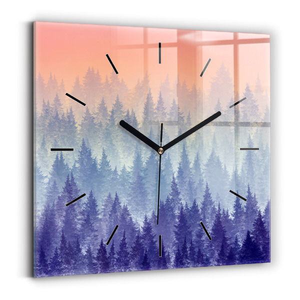 Horloge murale carrée Forêt dans le brouillard