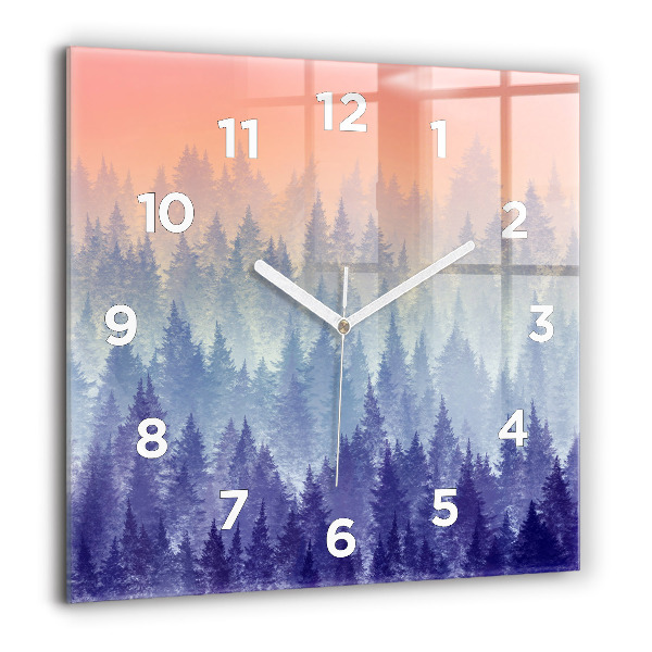 Horloge murale carrée Forêt dans le brouillard