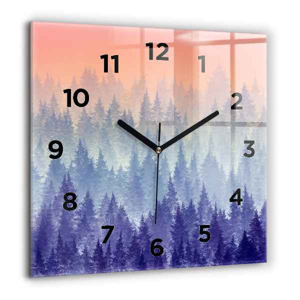 Horloge murale carrée Forêt dans le brouillard