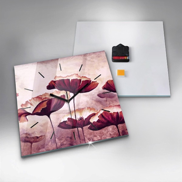 Horloge murale carrée Coquelicots en fleurs