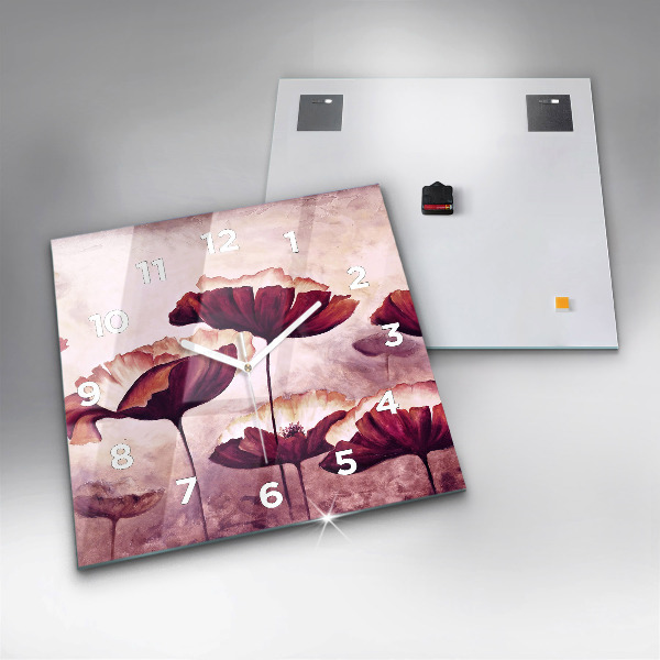 Horloge murale carrée Coquelicots en fleurs