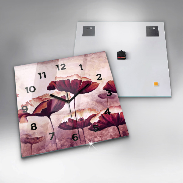 Horloge murale carrée Coquelicots en fleurs