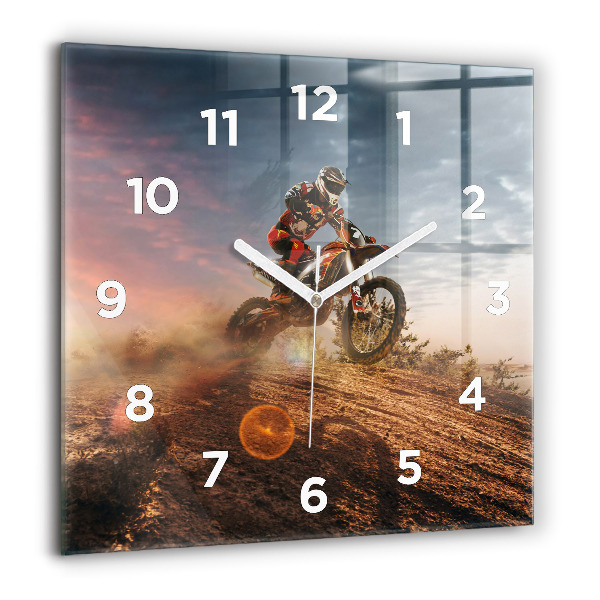 Horloge murale carrée Homme sur une moto