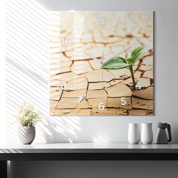 Horloge murale carrée Planter dans un sol sec