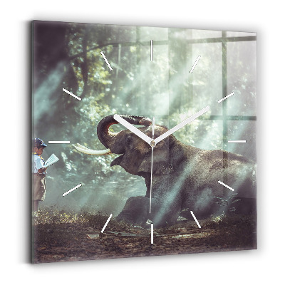 Horloge murale carrée Un garçon lit un livre