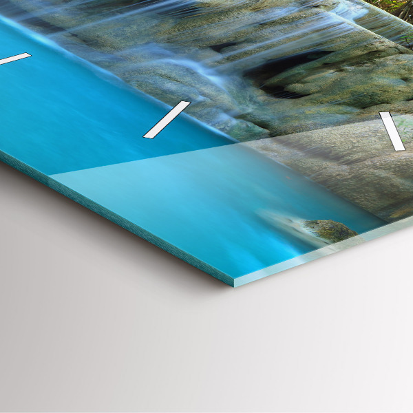 Horloge murale carrée Cascade dans la forêt