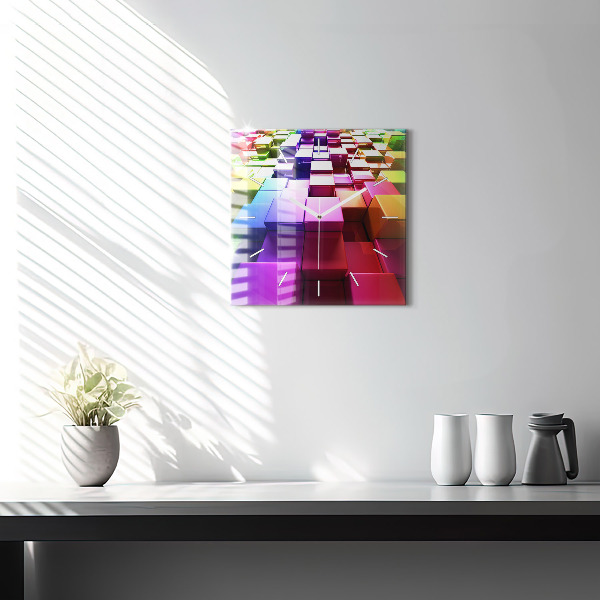 Horloge murale carrée Cubes colorés
