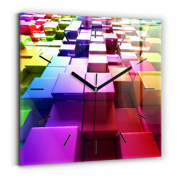 Horloge murale carrée Cubes colorés