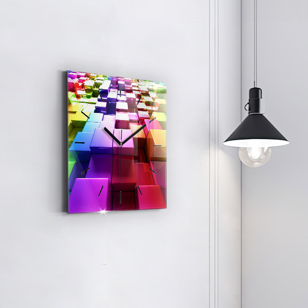 Horloge murale carrée Cubes colorés