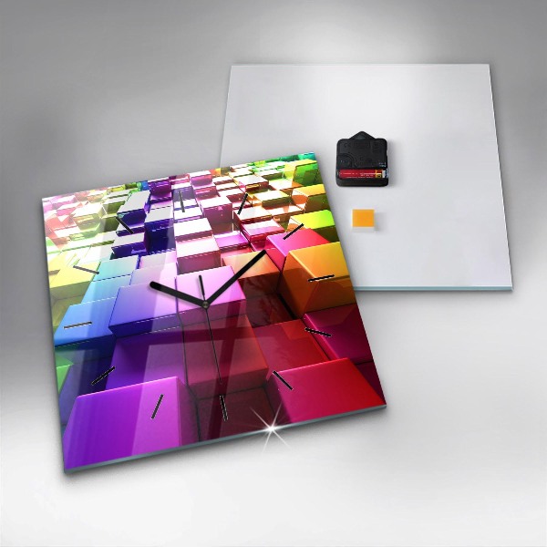 Horloge murale carrée Cubes colorés
