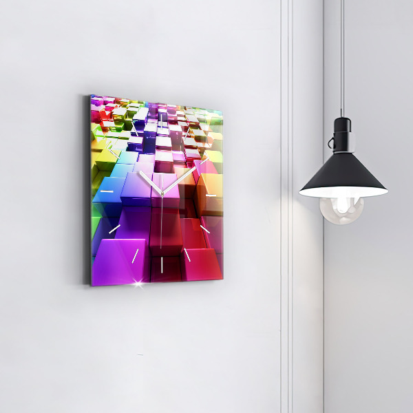 Horloge murale carrée Cubes colorés