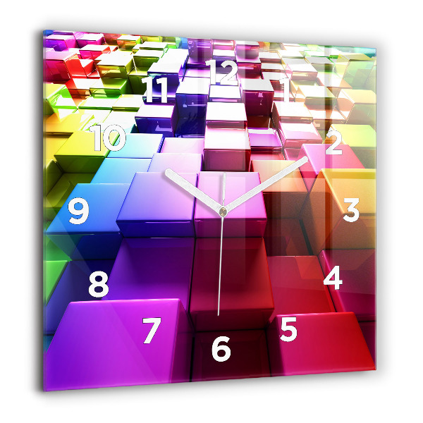 Horloge murale carrée Cubes colorés