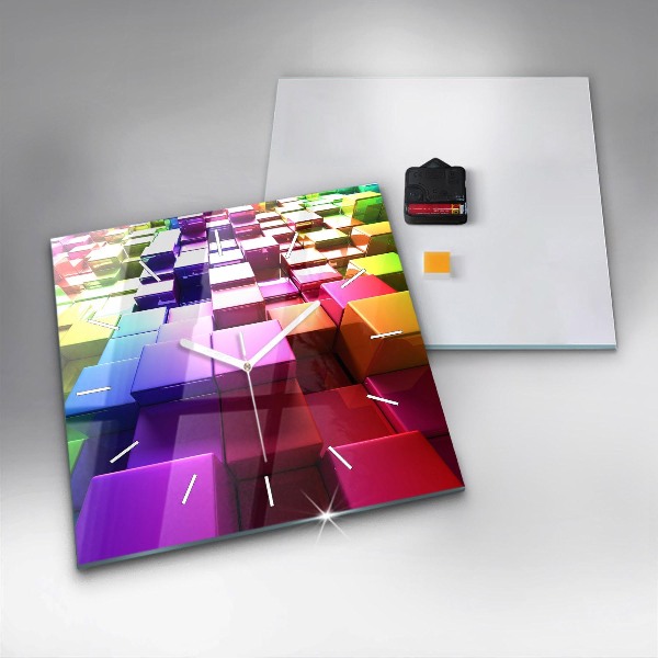 Horloge murale carrée Cubes colorés