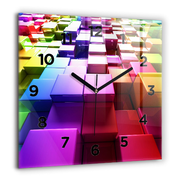 Horloge murale carrée Cubes colorés