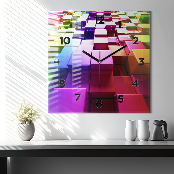 Horloge murale carrée Cubes colorés