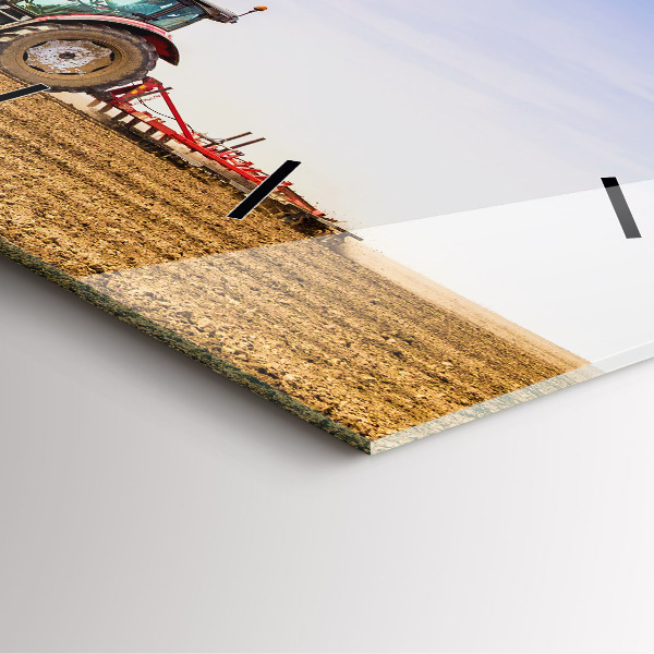 Horloge carrée en verre Un agriculteur sur un tracteur